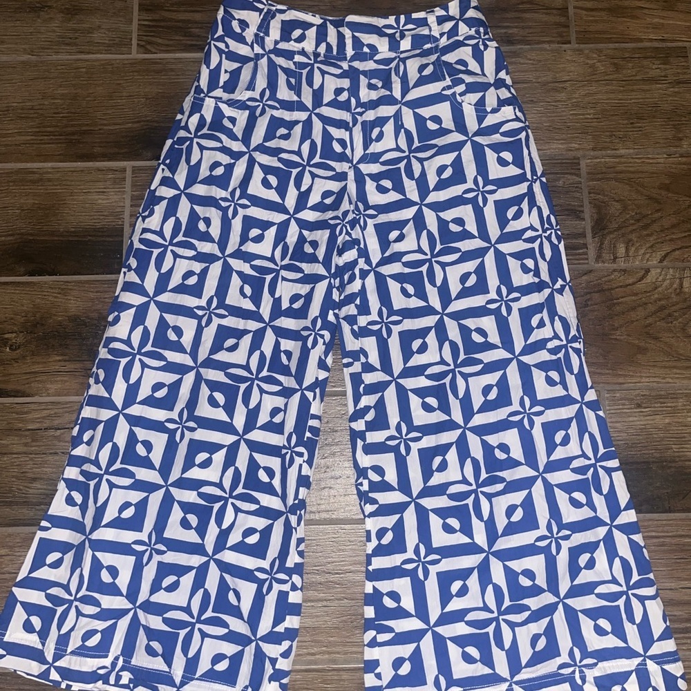 Free People Menocra Cropped Printed Pants Wide Leg size 6 - Picture 2 of 4